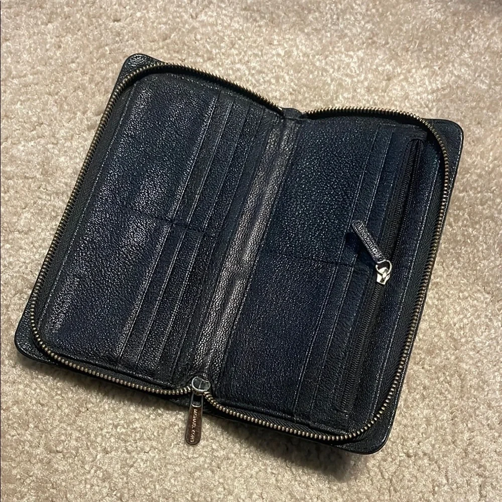 Michael Kors Black Leather Zip-Around Wallet